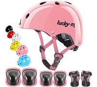 Casco infantil ajustable con rodilleras, coderas y muñequeras, juego de equipo de protección 7 en 1 para niños y niñas, para monopatín, bicicleta, patinete, hoverboard