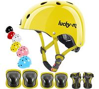 Casco Infantil Ajustable con Rodilleras, Coderas y muñequeras, Juego de Equipo de protección 7 en 1 para niños y niñas, para monopatín, Bicicleta, Patinete, Hoverboard