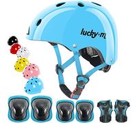 Casco Infantil Ajustable con Rodilleras, Coderas y muñequeras, Juego de Equipo de protección 7 en 1 para niños y niñas, para monopatín, Bicicleta, Patinete, Hoverboard