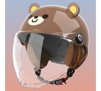 Casco Infantil Moderno, Casco Medio Para Motocicleta Eléctrica 3/4 Con Visera, Diseño Homologado DOT, Estilo Retro Para Calle, Kart, Moto De Cross, Scooter Y Ciclomotor C,48-55cm.