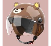 Casco Infantil Moderno, Casco Medio Para Motocicleta Eléctrica 3/4 Con Visera, Diseño Homologado DOT, Estilo Retro Para Calle, Kart, Moto De Cross, Scooter Y Ciclomotor D,48-55cm.