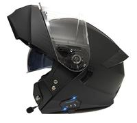 Casco Integrado Moto Abatible Cascos Integrales Motocicleta Modular Bluetooth con Doble Visera Micrófono con Altavoz Incorporado Homologado ECEDOT Casco Motocross Modulares J,XL:61-62CM