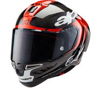 Casco integral de moto Alpinestars Supertech R-10 Element carbono rojo fluo y blanco L