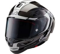 Casco integral de moto Alpinestars Supertech R-10 Element de carbono color plata y negro 2XL