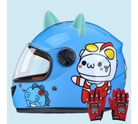 Casco Integral De Moto Para Niños, Homologado Según La Norma ECE 22.06, Con Visera Y Bufanda Extraíble, Para Niños Y Niñas De 3 A 13 Años. 4,48-55CM