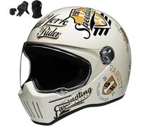 Casco Integral De Moto Vintage Casco Integral De Moto Scooter Retro Clásico Crash Racing Rally Touring Casco Homologado ECE J,XL59-60CM
