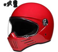 Casco Integral De Moto Vintage Casco Integral De Moto Scooter Retro Clásico Crash Racing Rally Touring Casco Homologado ECE C,XL59-60CM