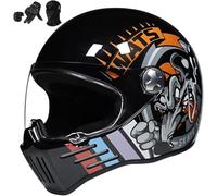Casco Integral De Moto Vintage Casco Integral De Moto Scooter Retro Clásico Crash Racing Rally Touring Casco Homologado ECE E,XXL61-62CM