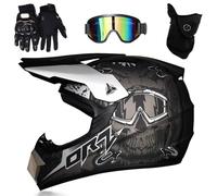 Casco Integral de Motocross para NiñOs Y JóVenes, ATV, Moto de Cross, Protector Unisex, Casco de Motocross con Gafas, Guantes Y MáScara, CertificacióN Dot(Gray Thug,XL (58-59cm))