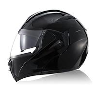 Casco integral de motocross todoterreno de motocicleta de doble deporte Casco integral de doble visera Lente antivaho Aprobado ECE para hombres y mujeres,Black a,L