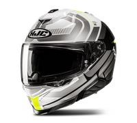 HJC Casco integral i71 VIZ MC3H – Gris/Blanco/Amarillo flúor – Talla M para hombre