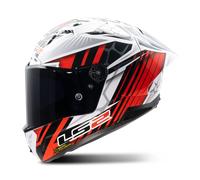LS2 FF805 Thunder GP Perolari Replica Carbon Casco, blanco-rojo, tamaño L para Hombres