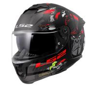 LS2 FF808 Stream II Angry Monkey Casco, negro-rojo, tamaño 2XL