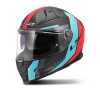 LS2 FF811 Vector II Carbon Grid Casco, Rojo mate/turquesa, Talla 4XL (67/68)