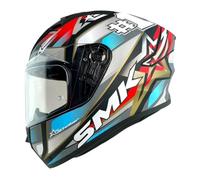 Casco Integral Marca SMK Modelo Stellar UNO Color Gris y Rojo 22.06 Totalmente Homologado para Motocicleta (M 57/58)