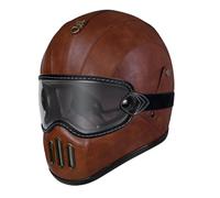 Casco Integral Motocicleta Cuero con Gafas Cascos Integrales De Moto Homologado ECEDOT Casco De Motocross Múltiples Orificios De Ventilación para Hombres Y Mujeres Adultos D,XL:61-62CM