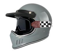 Casco Integral Motocicleta Retro Homologado ECEDOT Cascos Integrales De Moto con Gafas De Protección Múltiples Aberturas De Ventilación para Adultos Cascos De Motocross C,L:59-60CM