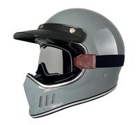 Casco Integral Motocicleta Retro Homologado ECEDOT Cascos Integrales De Moto con Gafas De Protección Múltiples Aberturas De Ventilación para Adultos Cascos De Motocross B,M:57-58CM