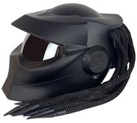 Casco Integral Motocicleta Visera Frontal Abatible Trenzas Y Luces De Advertencia Aprobado por ECE Casco Integrado Moto Personalizado Adultos Carrera Ciclomotore Matt Black,XL