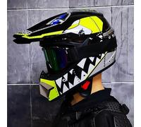 Casco Integral Motocross para Niños Y Adultos - MTB Moto De Cross con Gafas Guantes Y Máscara - Protección Juvenil para ATV Todoterreno BMX Y Carreras - Homologado por El Dot,Yellow3-l (57_58)
