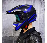 Casco Integral Motocross para Niños Y Adultos - MTB Moto De Cross con Gafas Guantes Y Máscara - Protección Juvenil para ATV Todoterreno BMX Y Carreras - Homologado por El Dot,Blue1-x_l (58_59)