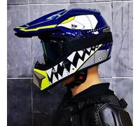 Casco Integral Motocross para Niños Y Adultos - MTB Moto De Cross con Gafas Guantes Y Máscara - Protección Juvenil para ATV Todoterreno BMX Y Carreras - Homologado por El Dot,Blue4-m (55_57)