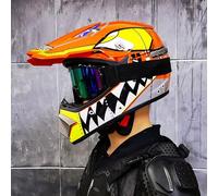 Casco Integral Motocross para Niños Y Adultos - MTB Moto De Cross con Gafas Guantes Y Máscara - Protección Juvenil para ATV Todoterreno BMX Y Carreras - Homologado por El Dot,Orange1-l (57_58)