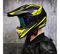 Casco Integral Motocross para Niños Y Adultos - MTB Moto De Cross con Gafas Guantes Y Máscara - Protección Juvenil para ATV Todoterreno BMX Y Carreras - Homologado por El Dot,Yellow2-m (55_57)