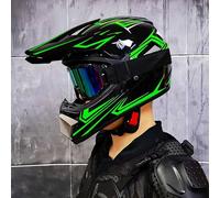 Casco Integral Motocross para Niños Y Adultos - MTB Moto De Cross con Gafas Guantes Y Máscara - Protección Juvenil para ATV Todoterreno BMX Y Carreras - Homologado por El Dot,Green1-l (57_58)