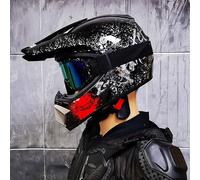 Casco Integral Motocross para Niños Y Adultos - MTB Moto De Cross con Gafas Guantes Y Máscara - Protección Juvenil para ATV Todoterreno BMX Y Carreras - Homologado por El Dot,Red5-m (55_57)
