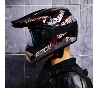 Casco Integral Motocross para Niños Y Adultos - MTB Moto De Cross con Gafas Guantes Y Máscara - Protección Juvenil para ATV Todoterreno BMX Y Carreras - Homologado por El Dot,Red4-x_l (58_59)
