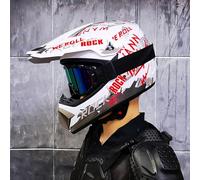 Casco Integral Motocross para Niños Y Adultos - MTB Moto De Cross con Gafas Guantes Y Máscara - Protección Juvenil para ATV Todoterreno BMX Y Carreras - Homologado por El Dot,White-l (57_58)