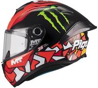 Casco Integral MT Helmets Targo Réplica Piqueras B5 Brillo - Diseño Deportivo Monster, Visera Transparente - Totalmente Homologado 22.06 (M 57/5)