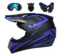 Casco Integral MTB Casco Motocross Off Road Profesional Hombres y Mujeres ATV Cross MTB Dh Racing Moto Dirt Bike Capacete De Moto Casco certificación Dot con Gafas Mascarilla Guantes,31-XL