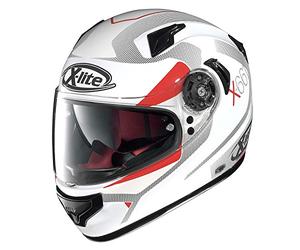 Casco Integral para Moto Ligero X-Lite X-661 de Point Croix, Fibra N-Com - en Blanco y Rojo, tamaño L
