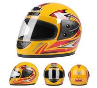 Casco Integral para Motocicleta, con Sistema De Ventilación Y Pañuelo De Cuello Desmontable, Ligero Y Protector para Hombre Y Mujer, Scooter Y Bicicleta,Yellow-52_63