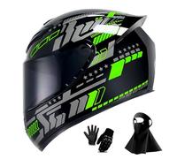 Casco Integral para Motocicleta Homologado por El Dot Cascos para Motocicletas de Carreras Y de Calle para Adultos con MáScara Facial Y Guantes(HH,3XL(63-64cm))