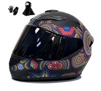 Casco Integral para Motocicleta Homologado por El Dot Cascos para Motocicletas de Carreras Y de Calle para Adultos con MáScara Facial Y Guantes(SS,XL(59-60cm))