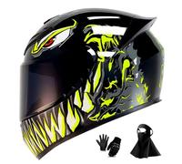 Casco Integral para Motocicleta Homologado por El Dot Cascos para Motocicletas de Carreras Y de Calle para Adultos con MáScara Facial Y Guantes(CC,3XL(63-64cm))