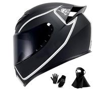 Casco Integral para Motocicleta Homologado por El Dot Cascos para Motocicletas de Carreras Y de Calle para Adultos con MáScara Facial Y Guantes(VV,XL(59-60cm))
