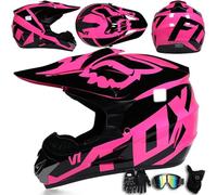 Casco Integral para Motocross al Aire Libre para jóvenes Hombres y Mujeres para Todoterreno Descenso Bicicleta de montaña Moto de Cross Carreras callejeras Cascos con Gafas Guantes,Color B-S(52~53cm)