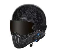 Casco Integral Retro con Gafas ECEDOT Homologado Cascos Integrales De Moto Bluetooth Vintage Cascos Motocicleta Fibra De Carbono para Cruiser Chopper Scooter Unisexo D,M:57-58CM