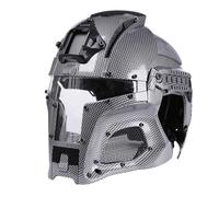 Casco Integral Táctico con Máscara Deformable Y Apertura Ajustable, Lente Intercambiable Y Base De Transferencia con Riel Lateral Entrenamiento(Color Fibra De Carbono).