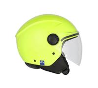 Casco Jet Acerbis Brezza Moto Scooter Amarillo Fluo con Visera Legal Ece 2206