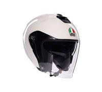 AGV - IRIDES E2206, Casco Moto Jet Unisex, Casco de Moto Cara Abierta con Visera Antiarañazos y Protectora UV, Materia White, XS