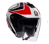 Casco Jet AGV Irides Tolosa Blanco Gris Rojo Doble Visera Parasole Talla L