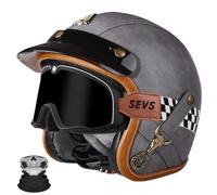 Casco Jet Clásico Homologado ECE 22.06 & Certificación DOT, Seguridad Vial Casco Moto Retro Abierto con Visera Solar Interna, Pantalla Exterior Desmontable, Hebilla Micrométrica, Scooter(6,XL=61-62CM)
