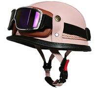 Casco Jet Half-Helmet Certificación ECE/Dot Retro Casco Jet Moto con Anticolisión Protege Casco De Moto con Gafas Cascos Abiertos para Al Aire Libre, Ciclismo, Viajes 4,L(59-60CM)