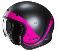 HJC V31 Emgo Retro Casco Jet, negro/rosa, Talla M (57/58)