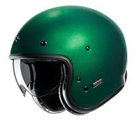 HJC V31 Solid Retro Casco Jet, verde, Talla S (55/56)
